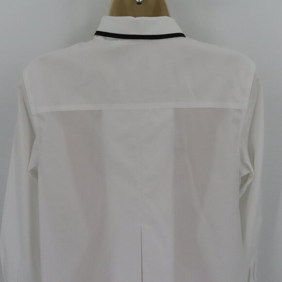 Chicos Womens 0 4/6 White Black Trim Collared Rhinestone Button Front Shirt Top - Picture 5 of 11